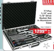 77PC 1/4&1/2 SOCKET W/ALUMINIUM CASE
